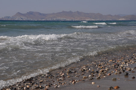 海岸线位于希腊土耳其高斯的美丽海滩背景旅游的户外图片