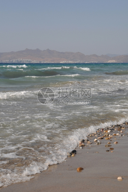 火鸡海浪位于希腊土耳其高斯的美丽海滩背景户外图片