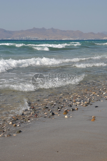 天空华丽的位于希腊土耳其高斯的美丽海滩背景旅游的图片