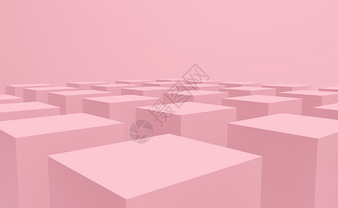 商业维度3d提供地板设计背景上的甜糊粉色立方体堆叠盒子图片