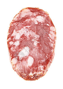 牛肉晚餐切片烟熏香肠孤立在白色上图片