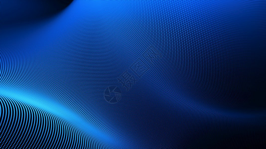 蓝色数字粒子波网络空间抽象背景的蓝色数字粒子波流圆圈海浪线框图片