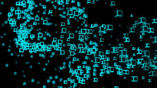 墙纸Neon灯光立方体块网络未来飞航矩阵数字技术动画3D产生新光立方体块网络未来飞行矩阵成像水平的未来派图片