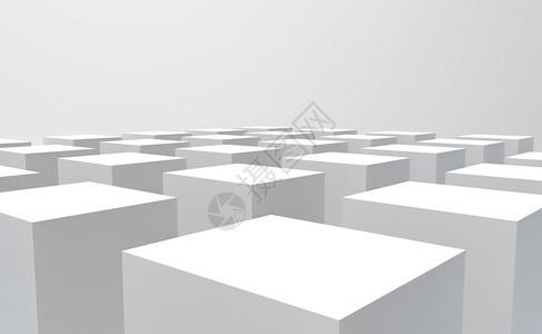重复阴影装饰风格3d对现代抽象白色方形立体框条壁设计背景的3d投影视图图片
