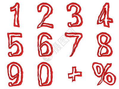 字体白色的背景上孤立的红色数字和学符号R特点图片