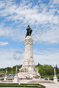 历史著名的马克思多庞巴尔雕像和葡萄牙里斯本广场纪念碑侯爵图片