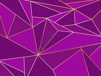 装饰品墙纸具有金线背景的紫色多边形艺术几何抽象文质地图片