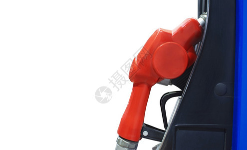 燃料目的车汽油加站白色颜背景的喷嘴抽水泵机图片