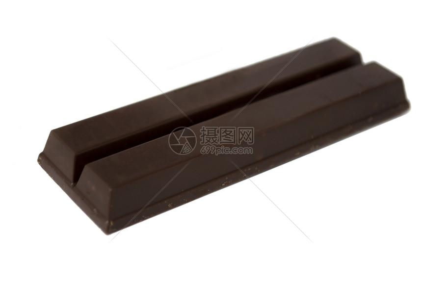 堵塞瘾不良白色背景上孤立的棕色巧克力图片