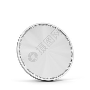 白背景上孤立的空银硬币3d插图美元商业圆形的图片