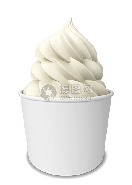 白色背景上孤立的冷冻酸奶3d插图果酸的图片
