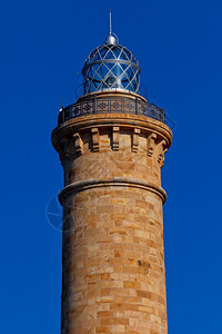 聚光灯安全Cadiz省Cadiz灯塔加迪欧纳卡兹奇皮奥纳的极佳灯塔称为Chipiona灯塔援助图片