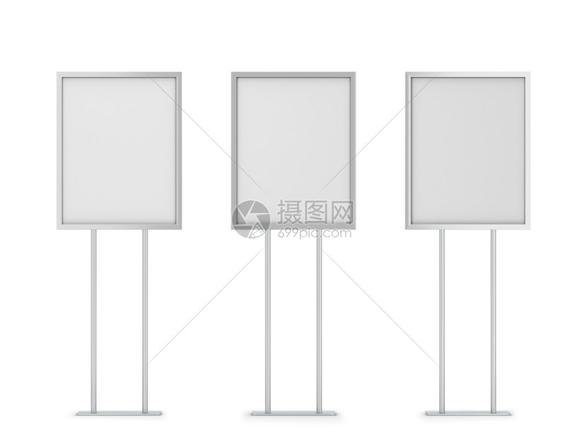 空白海报牌模拟3d插图孤立在白色背景上门户14空的白图片