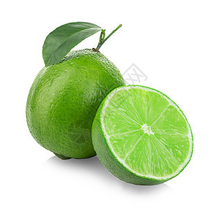 生的酸橙柠檬白色背景上的孤立Lime隔离特闭图片