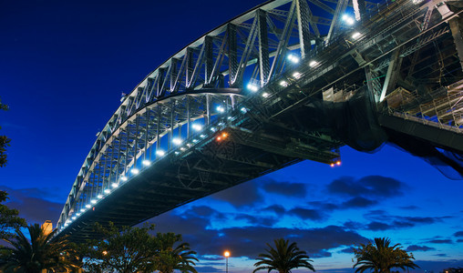 城市的悉尼港桥晚上澳大利亚城市标志假期图片