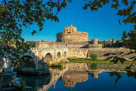河意大利罗马的圣天使城堡白在意大利罗马建筑学纪念碑图片