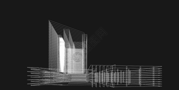 线框城市景观形象的3d图解现代城市建筑抽象背景设计3D图解架构建设透视直线三维图解建筑结构图片