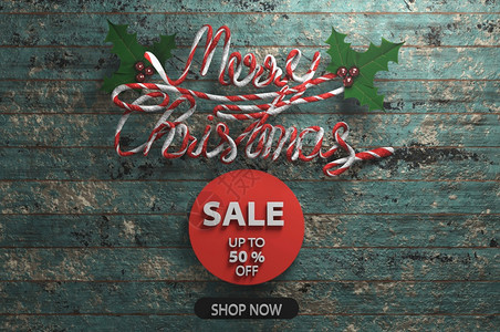 圣诞销售促模板3d插图以木制背景显示的圣诞文字木头信息庆典图片