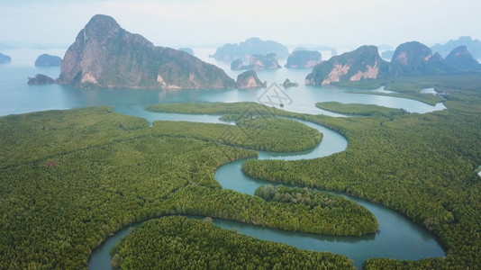 景观海沙美德泰国攀牙府SamedNangChee观景点的攀牙湾美图片