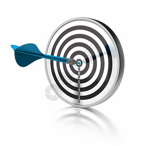 指向目标的中心蓝镖该目标与白背景或隔离开来infotooltip改进营销管理图片