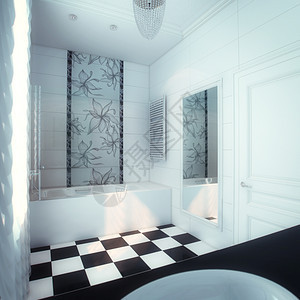 豪华住宅中美丽的大浴室木头现代的内阁图片