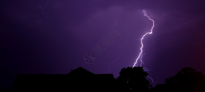 有大闪光和雷暴的夜空天气风雨图片