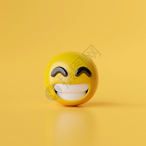 愉快黄色的背景上微笑Momoji图标3D插聊天图片