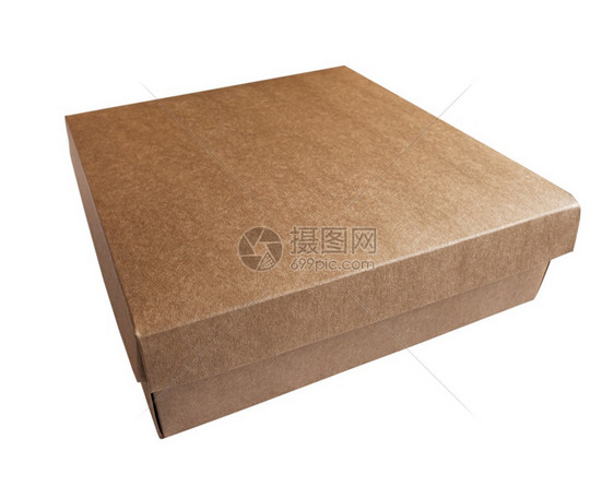 白色背景隔离的封闭式纸板盒包邮政图片