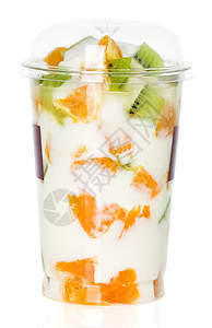 水果橙早晨杯中含子的酸奶图片