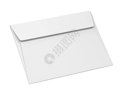 电子邮件白色背景上孤立的空白纸信封模拟3d插图办公室邮资图片