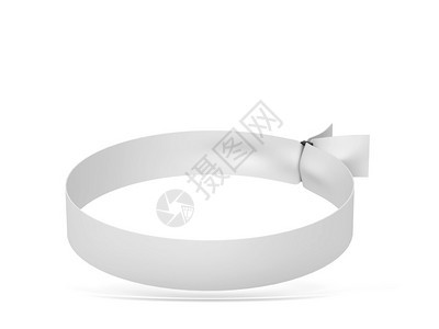 臂章慈善机构白色背景上孤立的白布条手腕带模型3d插图图片