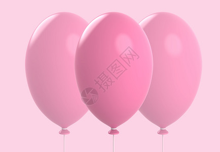 乐趣假期3D让三个大粉红色气球孤立在柔软颜色背景的情人节爱概念上象征图片