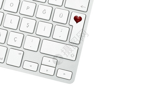 白色计算机键盘和目的信联系图片