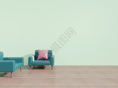 3D房间的皮沙发内部休息室装饰风格图片