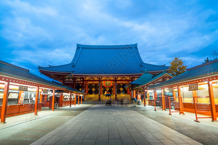 日本东京浅usa地区见山寺夜日本东京地标佛教徒文化图片