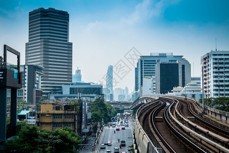 二月BANGKOK2月6BTS空中火车轨道泰国曼谷大都市景观2018年月6日街道车站图片