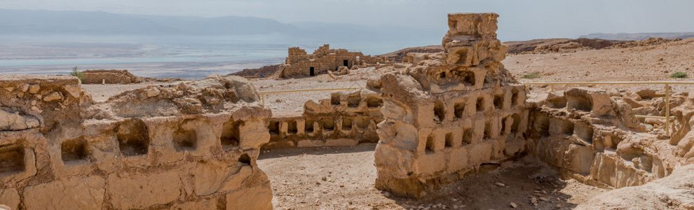 以色列古老马萨达堡垒的废墟由希律建造古老马萨达的伟大鲁伊斯过去的墙考古学图片