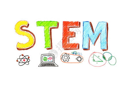 传单海报STEM说明科学技术工程数教育用小手画的书写字型设计用于uiuxwebapp横幅设计插图图片