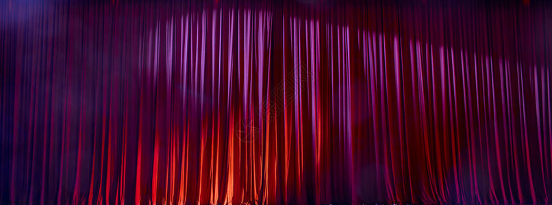 戏剧红色窗帘全景灯光照亮一幕种音乐会图片