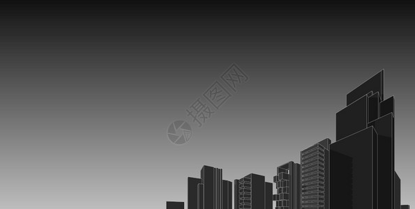 技术的路口外部建筑3D插图现代城市建筑抽象背景设计建筑背景插图透视线图片