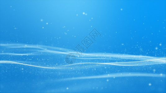 摘要蓝色数字粒子波及布凯背景的蓝色数字粒子波抽象的艺术海浪背景图片
