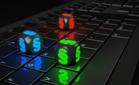 合法的互联网计算机键盘3d上带有段落符号的多彩立方体黑色的图片