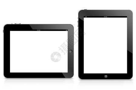空白模板样本在黑色背景上隔离的ipad平板电脑小工具照片图片