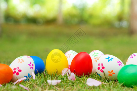 食物桌子蓝色的复活节鸡蛋日快乐的打猎装饰品图片