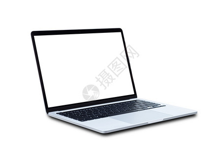 白色背景隔离空屏幕的笔记本电脑空屏白色的目银图片