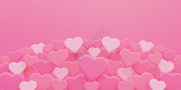 Valentinersquosday爱情概念色彩多的三维心形与背景和复制空间重叠卡片情人节美丽的图片