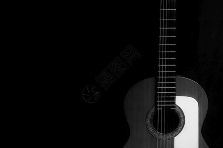 黑白背景的西班牙语吉他Name歌曲旋律西班牙裔图片