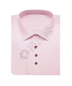 白上孤立的粉色衬衫织物按钮男装图片
