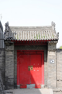 屋传统的典型历史建筑有红色门寺庙图片