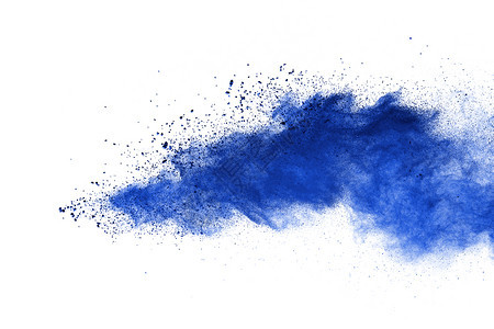 化妆品泰国墙纸白色背景下蓝尘埃粒子飞溅的抽象蓝色粉末爆炸特写图片